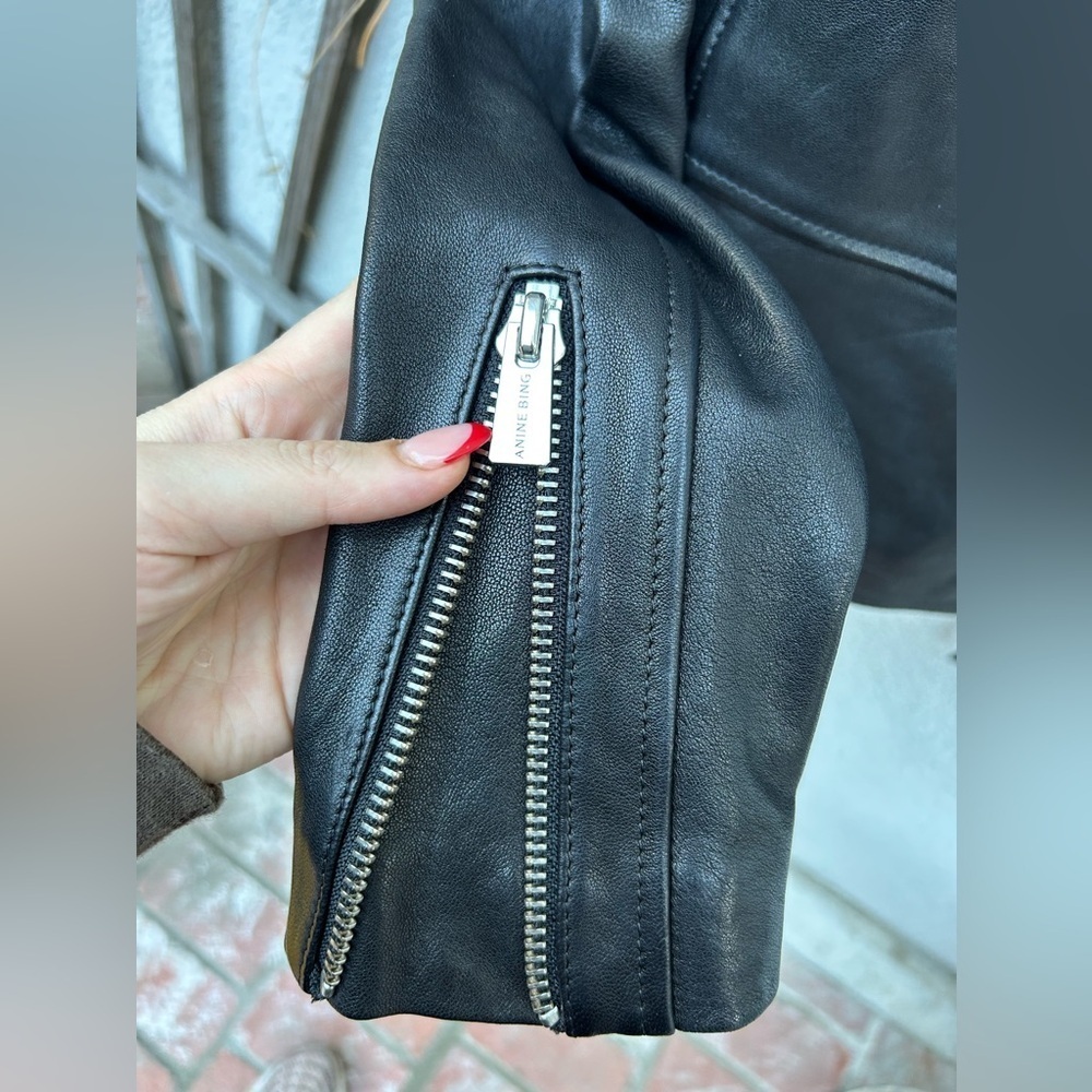 Anine Bing Bowie Leather Biker Jacket in Black - Picture 15 of 16